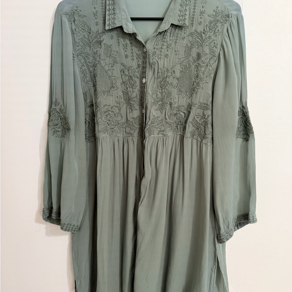 Elegant Embroidered Green Women's Top